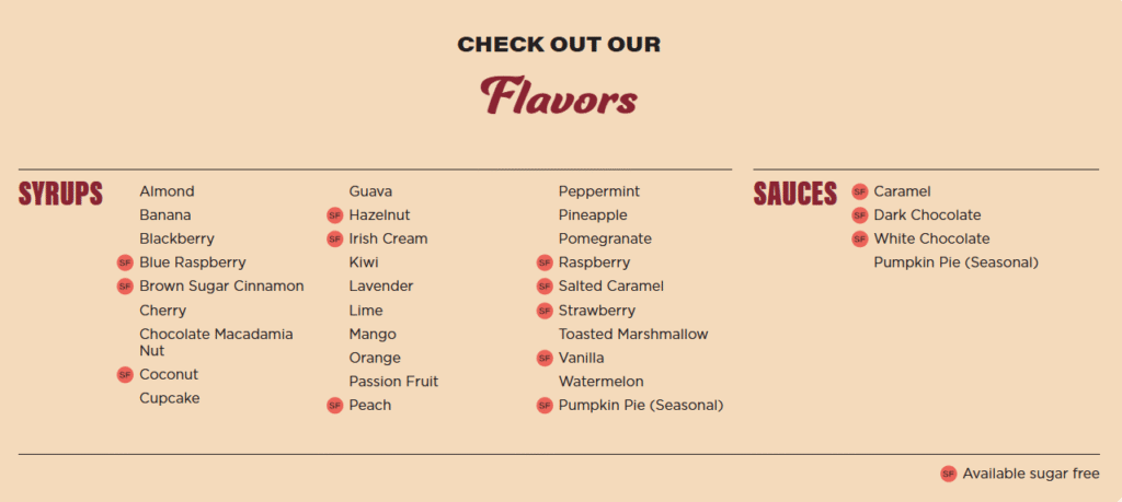 7 Brew Flavors Menu Prices
